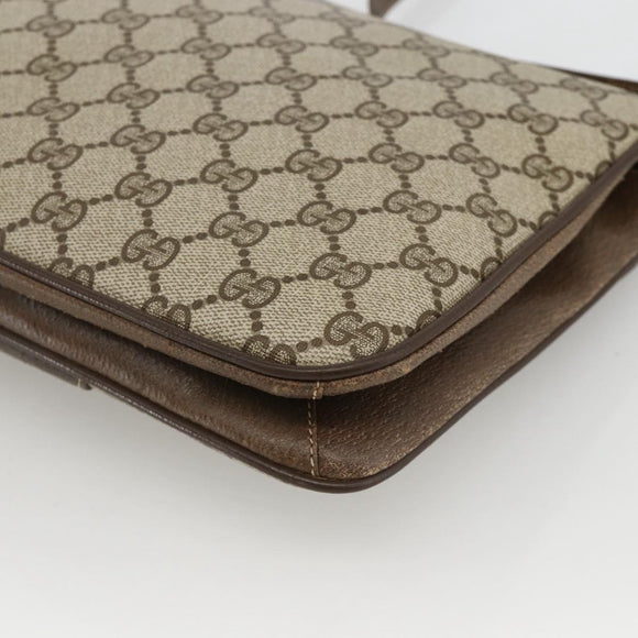 GUCCI GG Supreme Shoulder Bag PVC Beige Gold Auth YKZ952