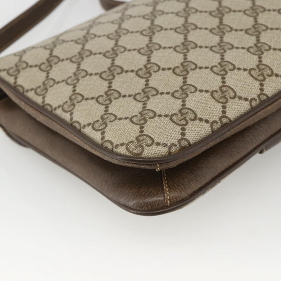 GUCCI GG Supreme Shoulder Bag PVC Beige Gold Auth YKZ952