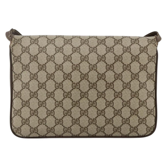 GUCCI GG Supreme Shoulder Bag PVC Beige Gold Auth YKZ952