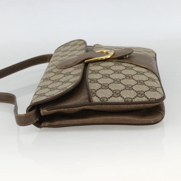 GUCCI GG Supreme Shoulder Bag PVC Beige Gold Auth YKZ952