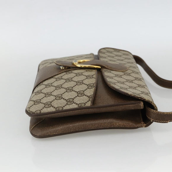 GUCCI GG Supreme Shoulder Bag PVC Beige Gold Auth YKZ952