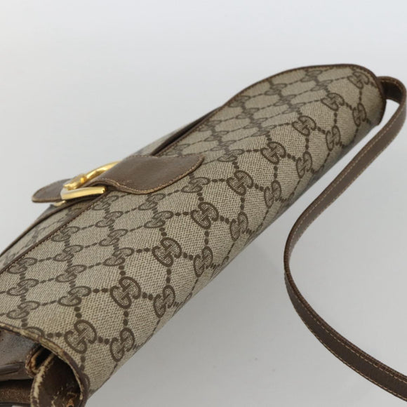 GUCCI GG Supreme Shoulder Bag PVC Beige Gold Auth YKZ952