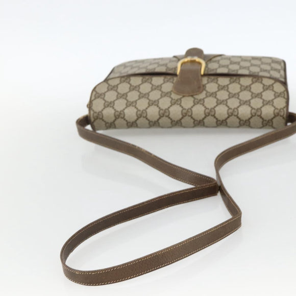 GUCCI GG Supreme Shoulder Bag PVC Beige Gold Auth YKZ952