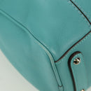 Salvatore Ferragamo Gancini Hand Bag Leather Light Blue Silver Auth YKZ953A-8