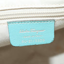 Salvatore Ferragamo Gancini Hand Bag Leather Light Blue Silver Auth YKZ953A-12