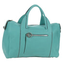 Salvatore Ferragamo Gancini Hand Bag Leather Light Blue Silver Auth YKZ953A-1