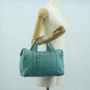Salvatore Ferragamo Gancini Hand Bag Leather Light Blue Silver Auth YKZ953A-25