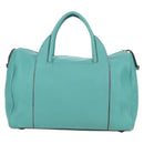 Salvatore Ferragamo Gancini Hand Bag Leather Light Blue Silver Auth YKZ953A-2