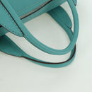 Salvatore Ferragamo Gancini Hand Bag Leather Light Blue Silver Auth YKZ953A-7
