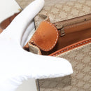 CELINE Macadam Canvas Circle Shoulder Bag PVC Beige Gold Auth YKZ955-20