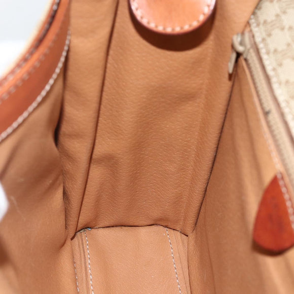 CELINE Macadam Canvas Circle Shoulder Bag PVC Beige Gold Auth YKZ955
