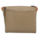 CELINE Macadam Canvas Circle Shoulder Bag PVC Beige Gold Auth YKZ955-2
