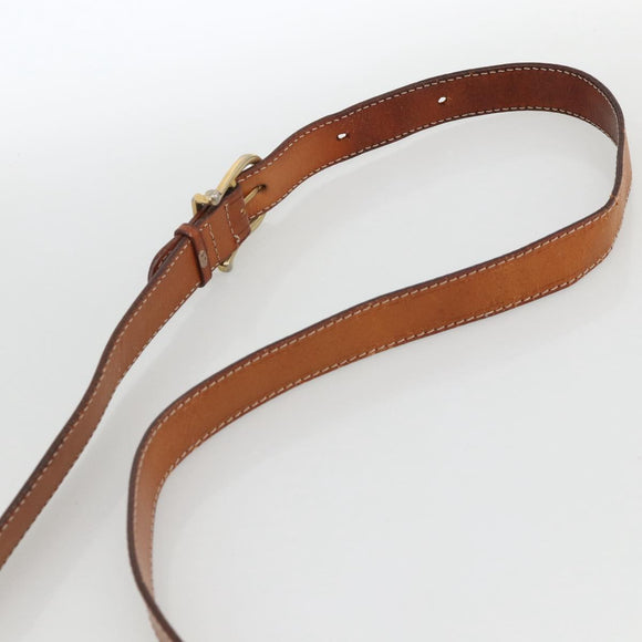 CELINE Macadam Canvas Circle Shoulder Bag PVC Beige Gold Auth YKZ955