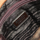 PRADA Hand Bag Leather Tweed Brown Silver Auth YKZ956A-18