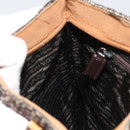 PRADA Hand Bag Leather Tweed Brown Silver Auth YKZ956A-20