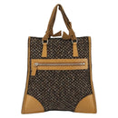 PRADA Hand Bag Leather Tweed Brown Silver Auth YKZ956A-2