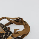 PRADA Hand Bag Leather Tweed Brown Silver Auth YKZ956A-8