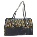 Christian Dior Trotter Canvas Hand Bag Navy Gold Auth YKZ959-1