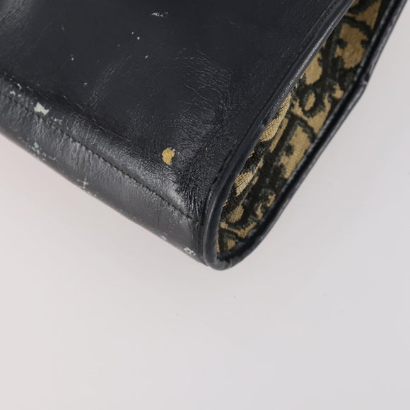 Christian Dior Trotter Canvas Hand Bag Navy Gold Auth YKZ959