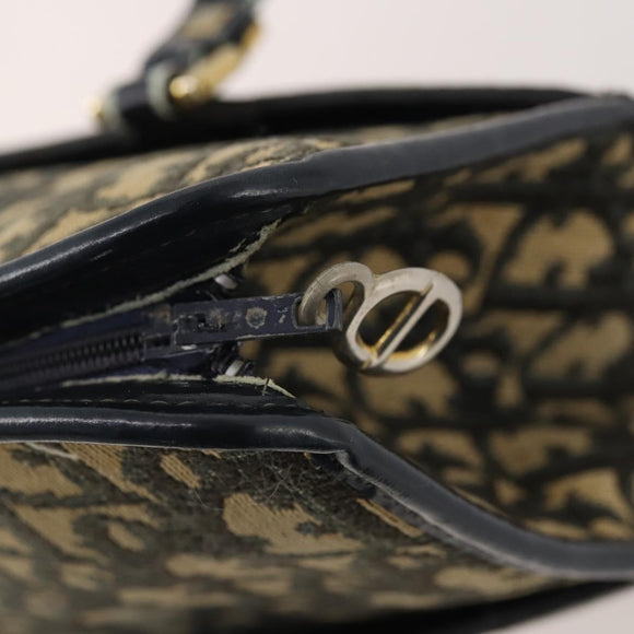 Christian Dior Trotter Canvas Hand Bag Navy Gold Auth YKZ959