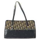 Christian Dior Trotter Canvas Hand Bag Navy Gold Auth YKZ959-2