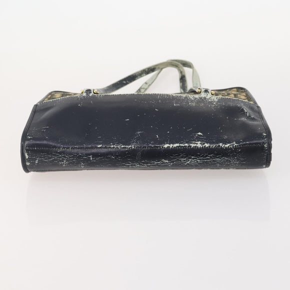 Christian Dior Trotter Canvas Hand Bag Navy Gold Auth YKZ959