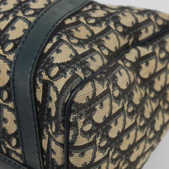 Christian Dior Trotter Canvas Boston Bag Navy Silver Auth YKZ960