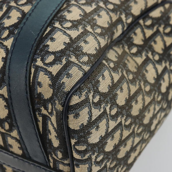 Christian Dior Trotter Canvas Boston Bag Navy Silver Auth YKZ960