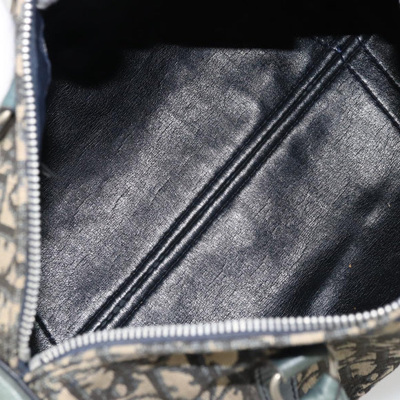 Christian Dior Trotter Canvas Boston Bag Navy Silver Auth YKZ960