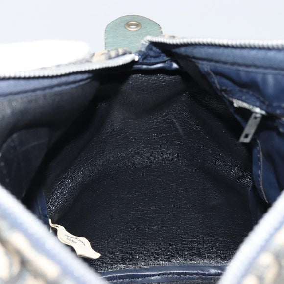 Christian Dior Trotter Canvas Boston Bag Navy Silver Auth YKZ960