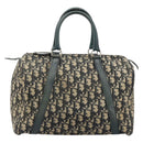 Christian Dior Trotter Canvas Boston Bag Navy Silver Auth YKZ960-13