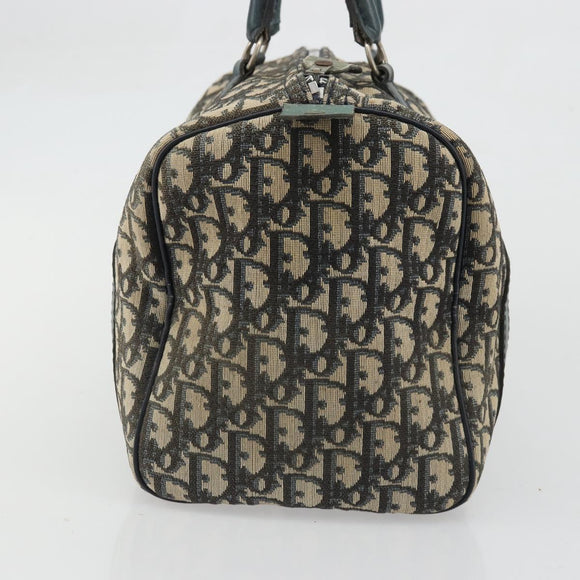 Christian Dior Trotter Canvas Boston Bag Navy Silver Auth YKZ960
