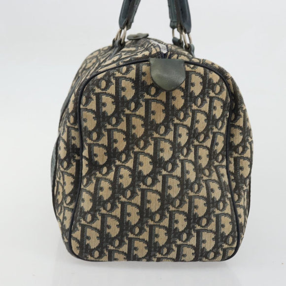 Christian Dior Trotter Canvas Boston Bag Navy Silver Auth YKZ960