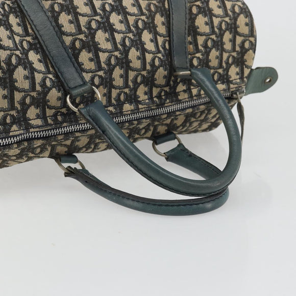 Christian Dior Trotter Canvas Boston Bag Navy Silver Auth YKZ960