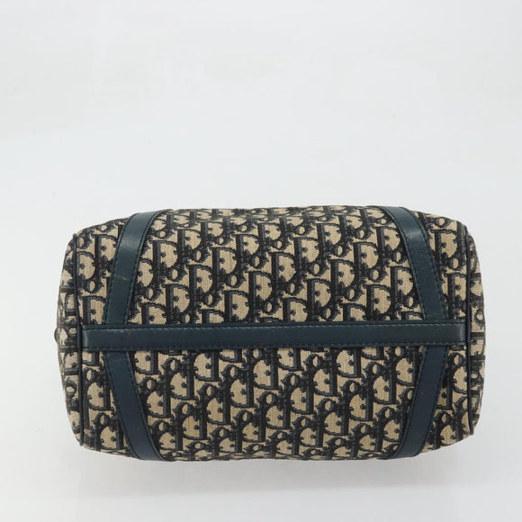 Christian Dior Trotter Canvas Boston Bag Navy Silver Auth YKZ960