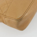 CHANEL Matelasse Chain Shoulder Bag Caviar Skin Beige Gold CC Auth YKZ963-16