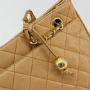 CHANEL Matelasse Chain Shoulder Bag Caviar Skin Beige Gold CC Auth YKZ963-10
