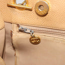 CHANEL Matelasse Chain Shoulder Bag Caviar Skin Beige Gold CC Auth YKZ963-20