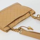CHANEL Matelasse Chain Shoulder Bag Caviar Skin Beige Gold CC Auth YKZ963-6