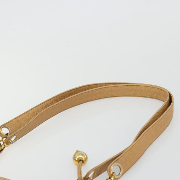 CHANEL Matelasse Chain Shoulder Bag Caviar Skin Beige Gold CC Auth YKZ963