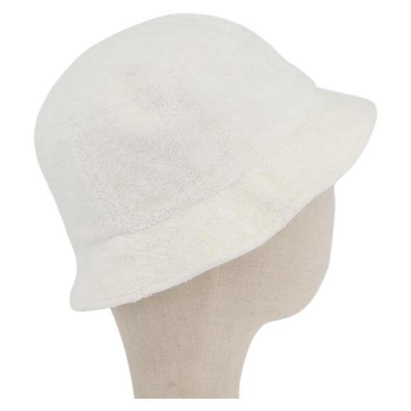 CHANEL COCO Mark Hat Pile White CC Auth YKZ968A
