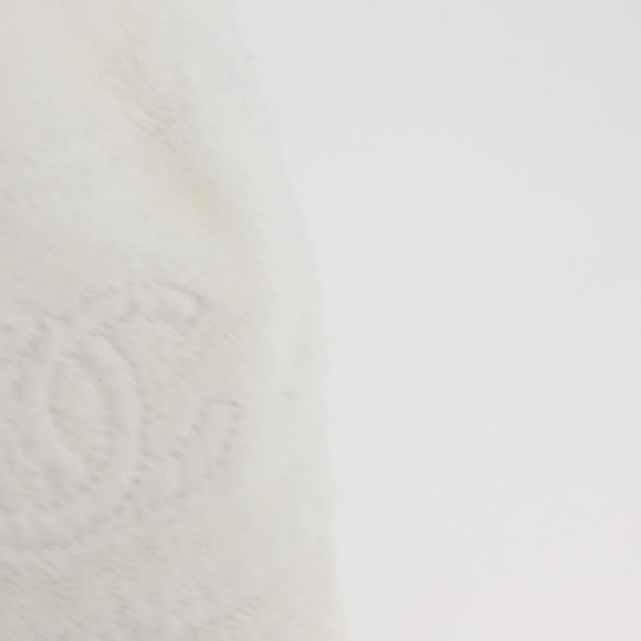 CHANEL COCO Mark Hat Pile White CC Auth YKZ968A