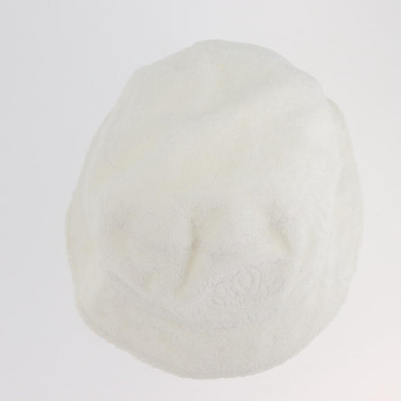 CHANEL COCO Mark Hat Pile White CC Auth YKZ968A