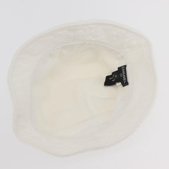 CHANEL COCO Mark Hat Pile White CC Auth YKZ968A