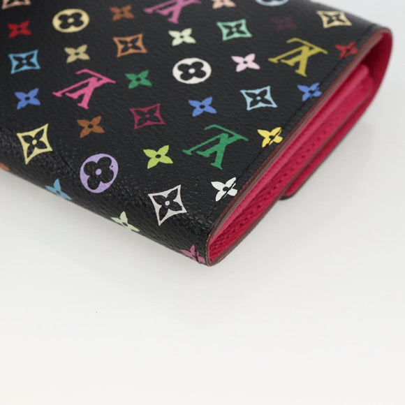 LOUIS VUITTON Multicolor Portefeiulle Sarah Wallet Black M60668 LV Auth YKZ969V