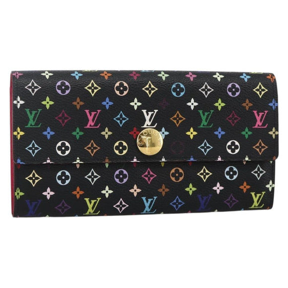 LOUIS VUITTON Multicolor Portefeiulle Sarah Wallet Black M60668 LV Auth YKZ969V