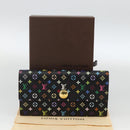 LOUIS VUITTON Multicolor Portefeiulle Sarah Wallet Black M60668 LV Auth YKZ969V-12