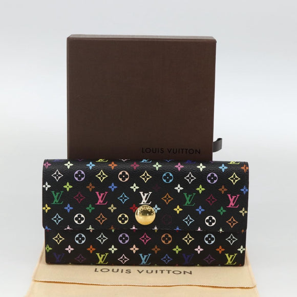 LOUIS VUITTON Multicolor Portefeiulle Sarah Wallet Black M60668 LV Auth YKZ969V