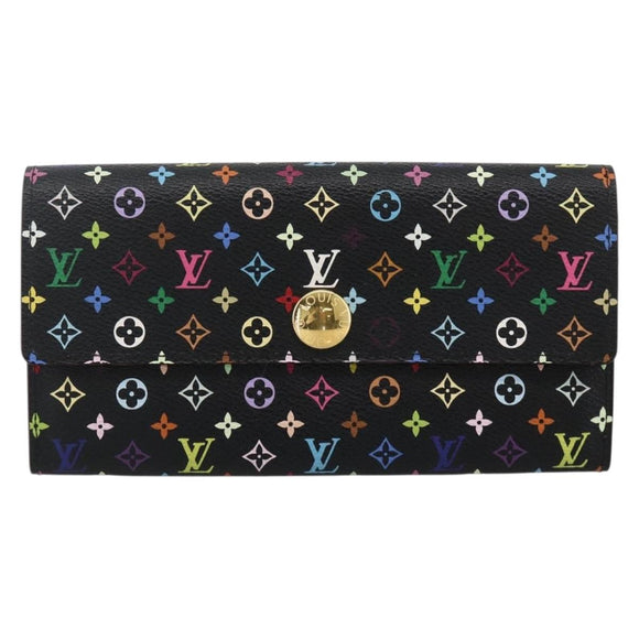 LOUIS VUITTON Multicolor Portefeiulle Sarah Wallet Black M60668 LV Auth YKZ969V