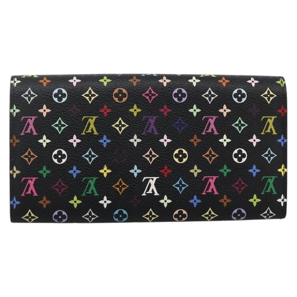LOUIS VUITTON Multicolor Portefeiulle Sarah Wallet Black M60668 LV Auth YKZ969V